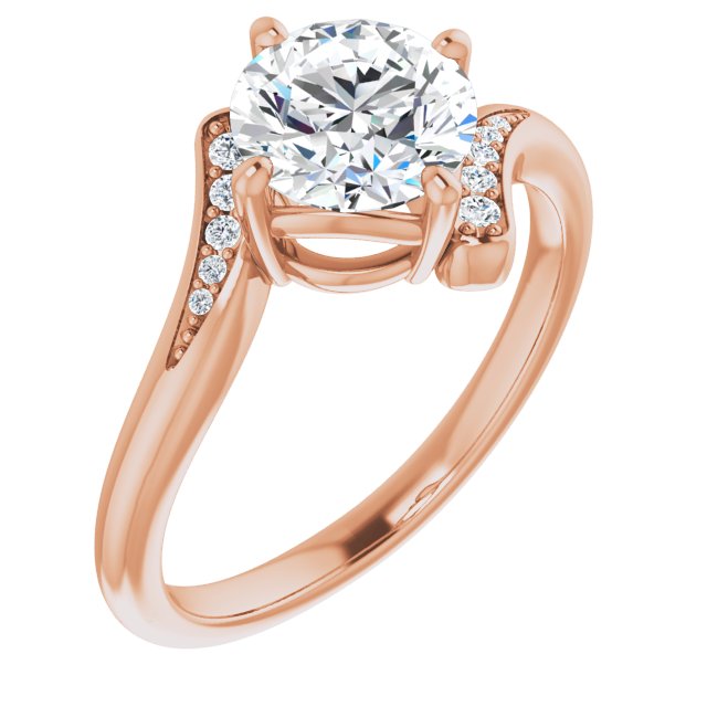 10K Rose Gold Customizable 11-stone Round Cut Design with Bypass Channel Accents