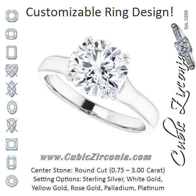Cubic Zirconia Engagement Ring- The Alissa (Customizable Round Cut Solitaire with Under-trellis Design)