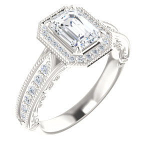 Cubic Zirconia Engagement Ring- The Zöe (Customizable Vintage Radiant Cut Greek Goddess Design)