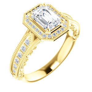 Cubic Zirconia Engagement Ring- The Zöe (Customizable Vintage Radiant Cut Greek Goddess Design)