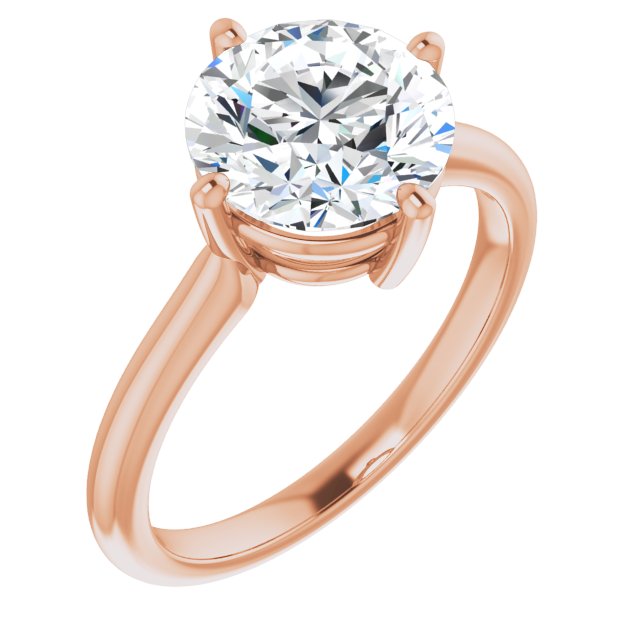 10K Rose Gold Customizable Round Cut Solitaire with Raised Prong Basket