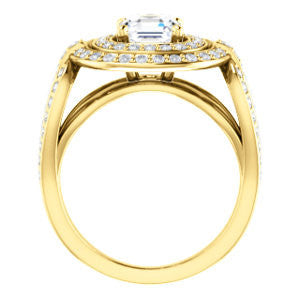 Cubic Zirconia Engagement Ring- The Jill (Asscher Cut Double Halo with Ultrawide Split-Pavé Band)