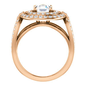 Cubic Zirconia Engagement Ring- The Jill (Asscher Cut Double Halo with Ultrawide Split-Pavé Band)