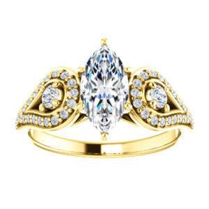 Cubic Zirconia Engagement Ring- The Tonya Laverne (Customizable Marquise Cut Design with Winged Split-Pavé Band)