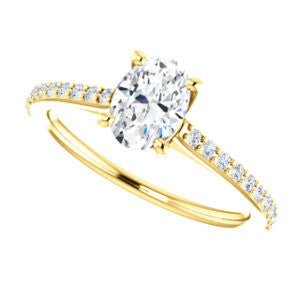 Cubic Zirconia Engagement Ring- The Tanisha (Customizable Cathedral-set Oval Cut Design with Thin Pavé Band)