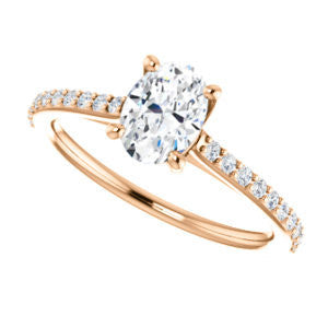 Cubic Zirconia Engagement Ring- The Tanisha (Customizable Cathedral-set Oval Cut Design with Thin Pavé Band)