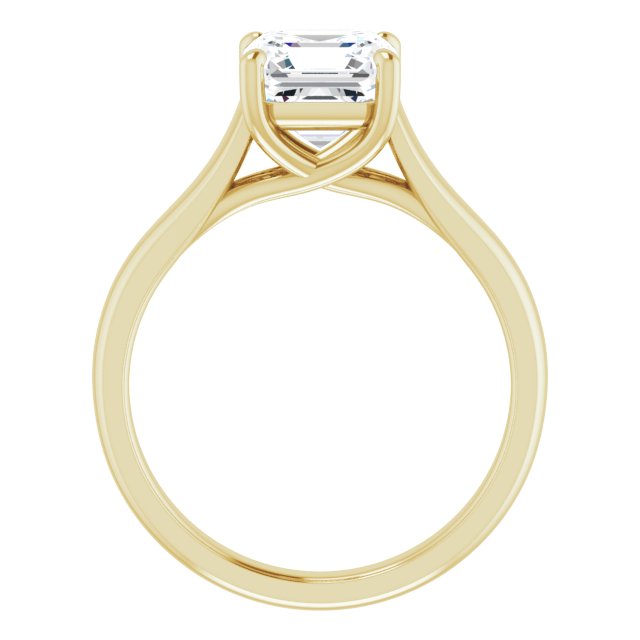 Cubic Zirconia Engagement Ring- The Jewel (Customizable Asscher Cut Cathedral-Prong Solitaire with Decorative X Trellis)