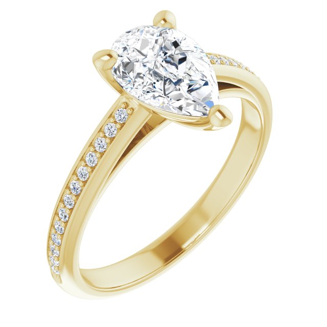 10K Yellow Gold Customizable Cathedral-set Pear Cut Style with Shared Prong Band