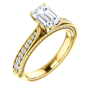 Cubic Zirconia Engagement Ring- The Claudia Jeanine (Customizable Radiant Cut Three Sided Band)