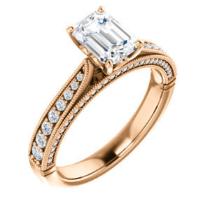 Cubic Zirconia Engagement Ring- The Claudia Jeanine (Customizable Radiant Cut Three Sided Band)