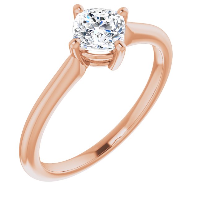 10K Rose Gold Customizable Cushion Cut Solitaire with Raised Prong Basket