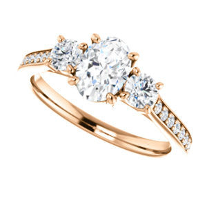 CZ Wedding Set, featuring The Tess engagement ring (Customizable Oval Cut Trellis-Enhanced Bridge Setting with Semi-Pavé Band)