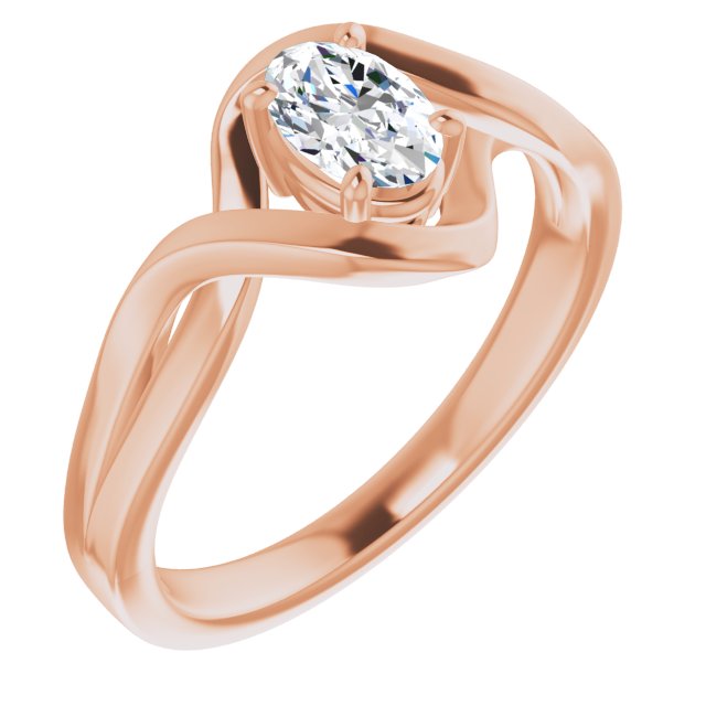 10K Rose Gold Customizable Oval Cut Hurricane-inspired Bypass Solitaire