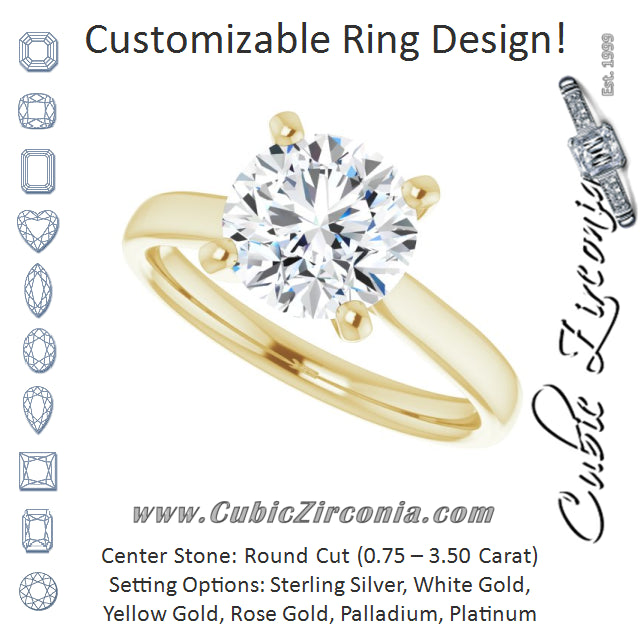 Cubic Zirconia Engagement Ring- The India (Customizable Cathedral-Prong Round Cut Solitaire)