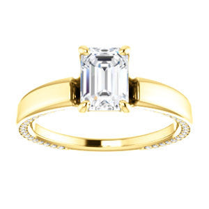 Cubic Zirconia Engagement Ring- The Rosalina (Customizable Radiant Cut with Three-sided Pavé Band)