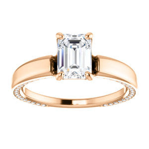 Cubic Zirconia Engagement Ring- The Rosalina (Customizable Radiant Cut with Three-sided Pavé Band)