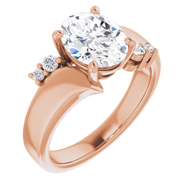 10K Rose Gold Customizable 5-stone Oval Cut Style featuring Artisan Bypass
