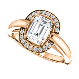 Cubic Zirconia Engagement Ring- The Kady (Customizable Cathedral-set Emerald Cut with Semi-Halo)