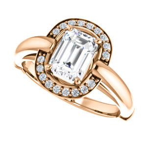 Cubic Zirconia Engagement Ring- The Kady (Customizable Cathedral-set Radiant Cut with Semi-Halo)