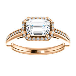 Cubic Zirconia Engagement Ring- The Letitia (Customizable Cathedral-set Radiant Cut Halo Style with Pavé Band)