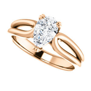 Cubic Zirconia Engagement Ring- The Jan (Customizable Pear Cut Thick-Split Band Solitaire)
