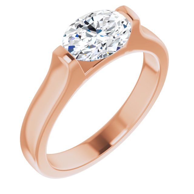 Cubic Zirconia Engagement Ring- The Jiàn (Customizable Bar-set Oval Cut Solitaire)
