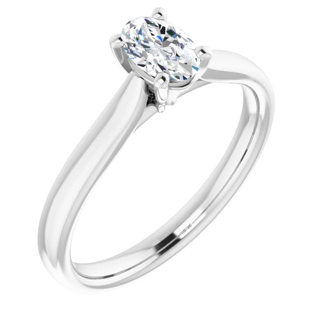 10K White Gold Customizable Cathedral-Prong Oval Cut Solitaire