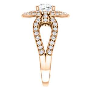 Cubic Zirconia Engagement Ring- The Jill (Cushion Cut Double Halo with Ultrawide Split-Pavé Band)