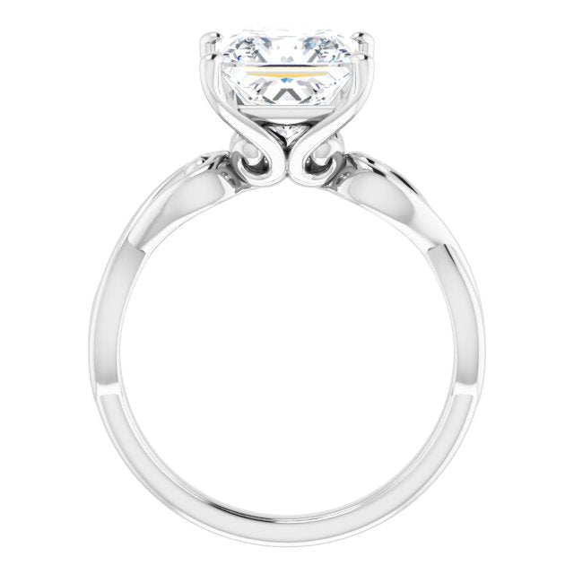 Cubic Zirconia Engagement Ring- The Eleonora (Customizable Princess/Square Cut Solitaire Design with Tapered Infinity-symbol Split-band)