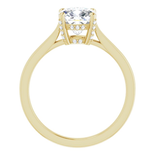 Cubic Zirconia Engagement Ring- The Aimy Jo (Customizable Cathedral-Raised Cushion Cut Style with Prong Accents Enhancement)
