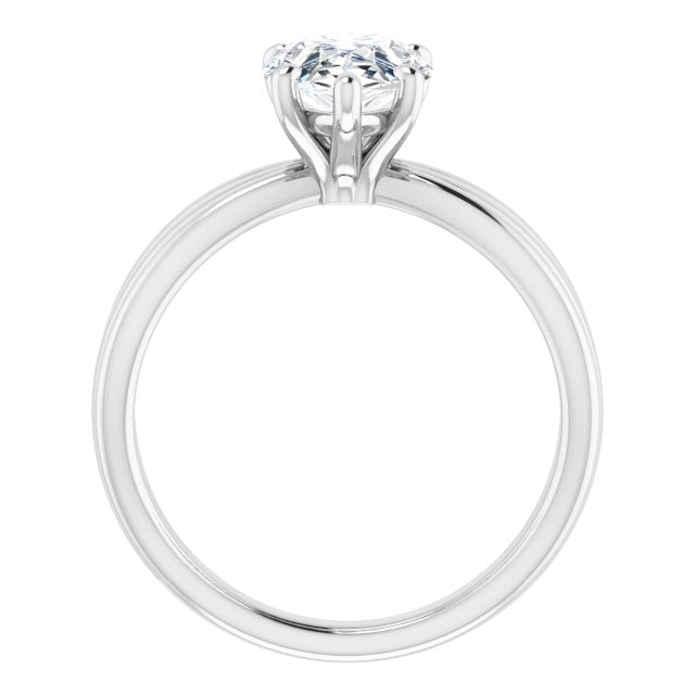 Cubic Zirconia Engagement Ring- The Maha (Customizable Pear Cut Solitaire Design with Wide, Ribboned Split-band)