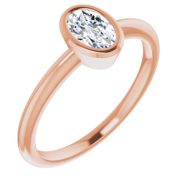 10K Rose Gold Customizable Bezel-set Oval Cut Solitaire with Thin Band