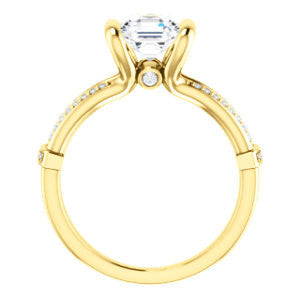 Cubic Zirconia Engagement Ring- The Kinsley (Customizable Asscher Cut with Split Pavé Band & Peekaboo Accents)