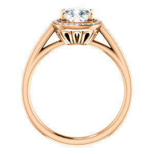 Cubic Zirconia Engagement Ring- The Laila Jean (Customizable Cathedral-set Cushion Cut with Halo and Thin Pavé Band)