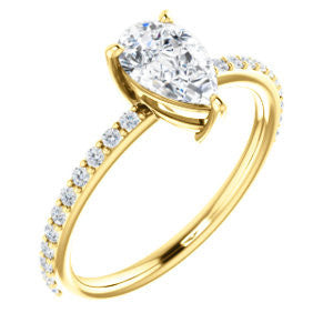 Cubic Zirconia Engagement Ring- The Delilah (Customizable Pear Cut Petite Style with 3/4 Pavé  Band)