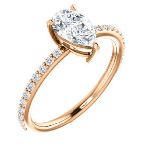 Cubic Zirconia Engagement Ring- The Delilah (Customizable Pear Cut Petite Style with 3/4 Pavé  Band)