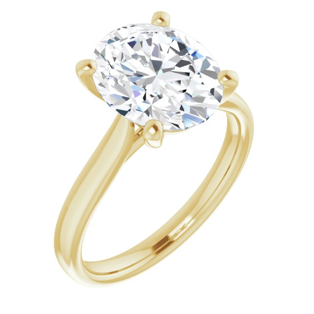 10K Yellow Gold Customizable Cathedral-Prong Oval Cut Solitaire