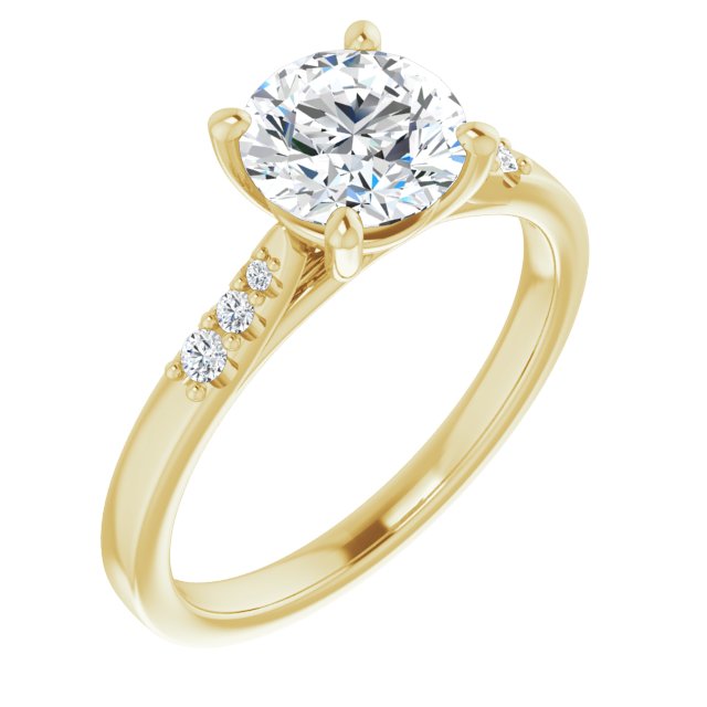 10K Yellow Gold Customizable 7-stone Round Cut Cathedral Style with Triple Graduated Round Cut Side Stones