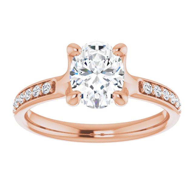 Cubic Zirconia Engagement Ring- The Faride (Customizable Heavy Prong-Set Oval Cut Style with Round Cut Band Accents)