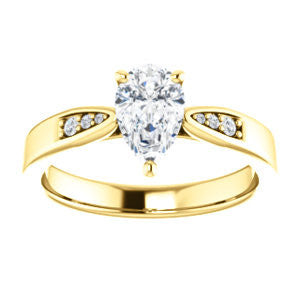 Cubic Zirconia Engagement Ring- The Ximena (Customizable Cathedral-Set Pear Cut 7-stone Design)