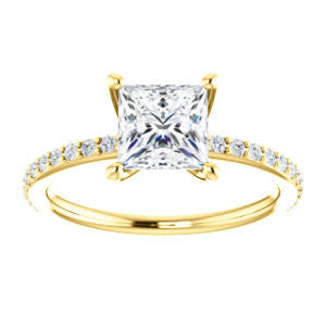 Cubic Zirconia Engagement Ring- The Blaire (Customizable Princess Cut with Petite Pavé Band)