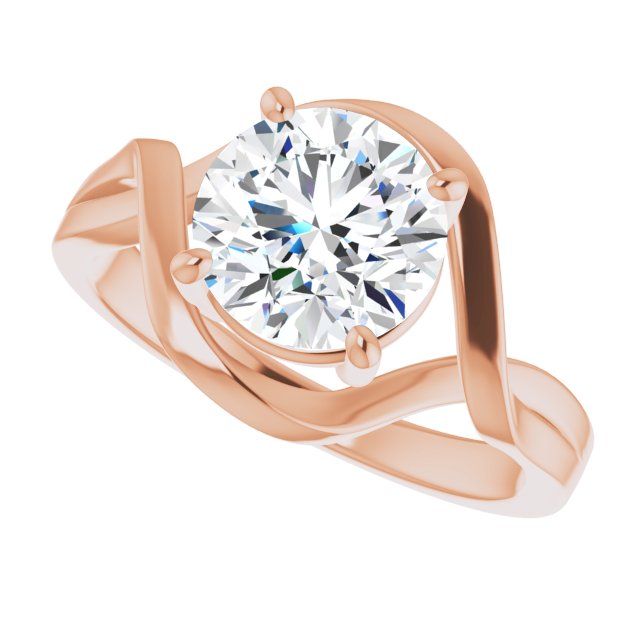 Cubic Zirconia Engagement Ring- The Helene (Customizable Round Cut Hurricane-inspired Bypass Solitaire)