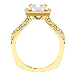 Cubic Zirconia Engagement Ring- The Loren (Customizable Princess Cut Halo Design featuring Three-sided Twisting Pavé Split Band)