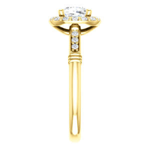Cubic Zirconia Engagement Ring- The Thelma Ann (Customizable Cathedral-Halo Cushion Cut Design with Thin Accented Band)