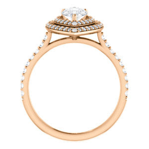 Cubic Zirconia Engagement Ring- The Alisa (Customizable Pear Cut with Geometric Double Halo)