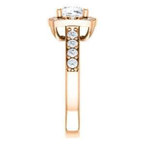 Cubic Zirconia Engagement Ring- The Payton (Customizable Cushion Cut with Segmented Cluster-Halo and Large-Accented Band)