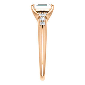 Cubic Zirconia Engagement Ring- The Karyn Nya (Customizable 7-stone Emerald Cut style with Tapered Band & Round Prong-set Accents)