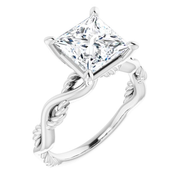 Cubic Zirconia Engagement Ring- The Marja (Customizable Princess/Square Cut Solitaire with Twisting Split Band)