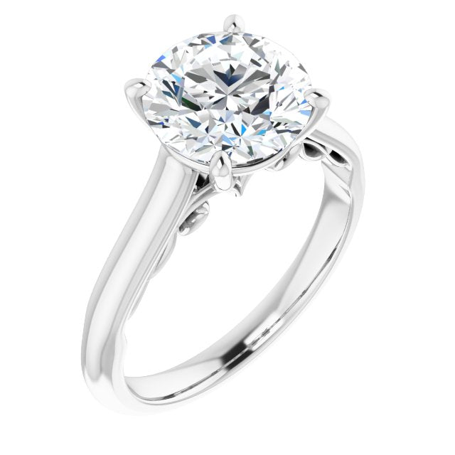 Platinum Customizable Round Cut Cathedral Solitaire with Two-Tone Option Decorative Trellis 'Down Under'