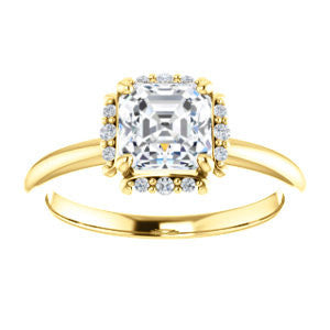 Cubic Zirconia Engagement Ring- The Tiara Rose (Customizable Asscher Cut Design with Thin Band & Semi-Halo)